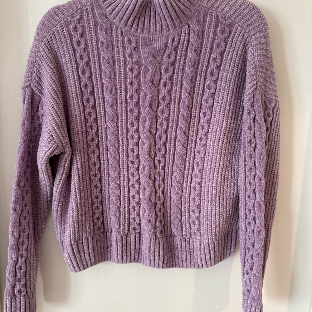 Rachel Zoe Lavender Cable Knit Turtleneck Sweater